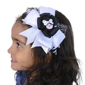 Girl's Headband Flower Design Black & White with Doll Face